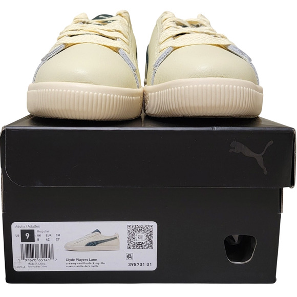 Puma Clyde Players Lane Sneakers Men Size US 9 Creamy Vanilla Dark Myrtle